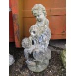 A concrete cherub water feature 31" tall