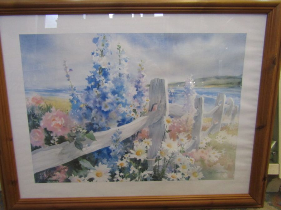 North Norfolk Cromer and Overstrand framed print, a boy and girl print and a large print of a meadow - Image 4 of 4