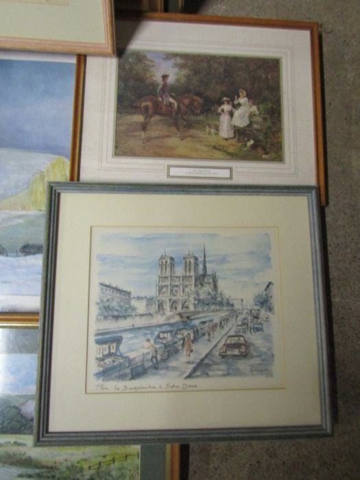 Framed mixed media pictures including watercolours, sketches and prints - Image 6 of 8