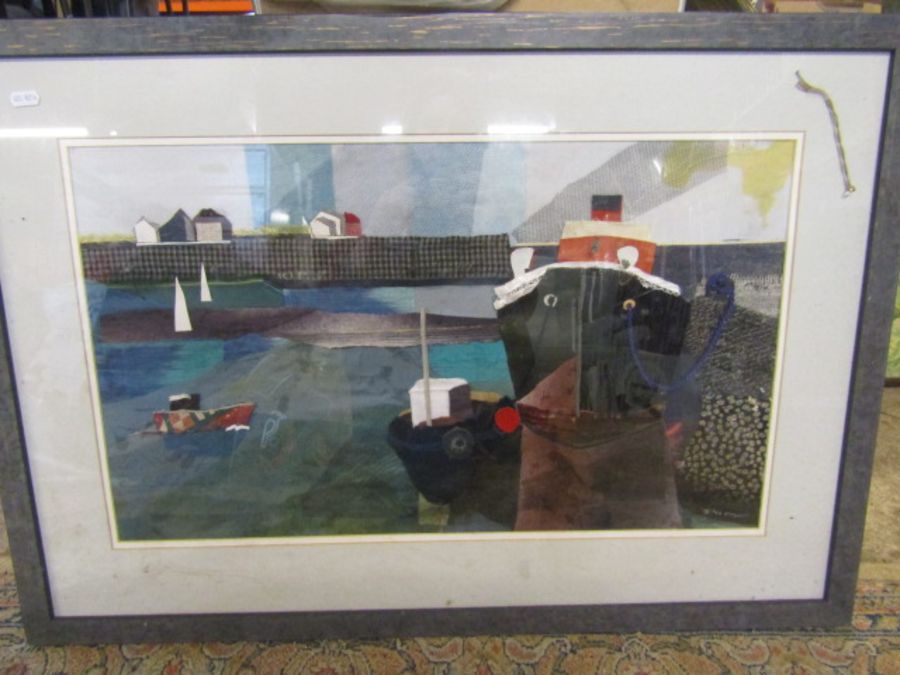 Maryport signed steamer made in fabric framed and glazed 35x24"