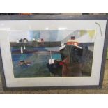 Maryport signed steamer made in fabric framed and glazed 35x24"