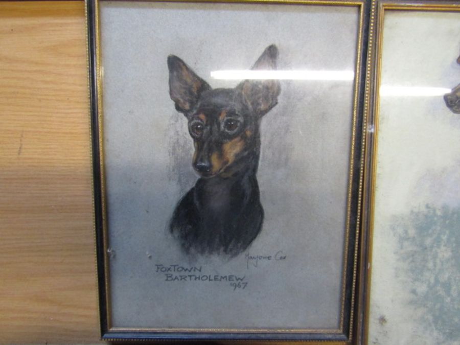Marjorie Cox pastels of 'Foxtown' dogs x4 and one other by the same artist - Image 5 of 6