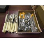 Cutlery canteen (incomplete) and various flatware inc Kings Lynn teaspoon