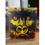 Large Gorilla mixed media painting on canvas 100cm x 120cm approx