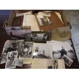 A box of assorted ephemera to include many shipping and naval ephemera, vintage photo's etc etc
