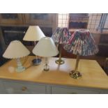 5 Table lamps with shades. Plugs removed