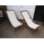 2 Hardwood deck chairs