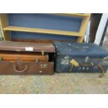 A Joshua Taylor of Cambridge vintage suitcase and 2 others
