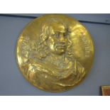 David Teniers brass wall plaque ofthe famous artist 24" dia