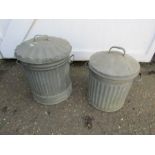 2 Galvanised dustbins with lids