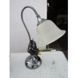 Chrome lamp with glass tulip shade