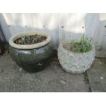 Ceramic plant pot and concrete pot . Largest H40cm approx