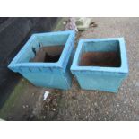 2 Ceramic glazed plant pots. Largest H32cm approx