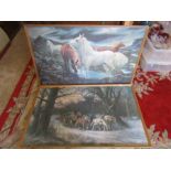 2 Framed prints on board depicting horses