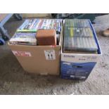 2 boxes containing DVD's, CD's and cassette tapes.