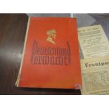 Deutshland Erwaht (Germany awakens) 1933 Nazi cigarette card album and small amount of ephemera