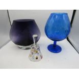 Glass vase, bell and glass