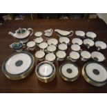 Royal Doulton Carlyle part dinner service includes 9 dinner plates, 14 side plates, 12 cups and