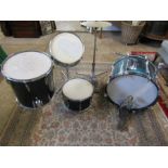A vintage 1970's Premier Drum kit - 'Aqua shimmer finish' a/f (to include collection of drumsticks