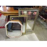 3 Wall mirrors including 2 with gilded frames. Largest 60cm x 86cm approx