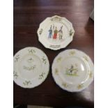 Imperial guards plate and 2 antique plates