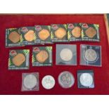 8 sleeved medallions from Jurassic Park The Lost World collection plus sundry modern crowns