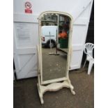 Painted wooden cheval floor mirror H168cm W78cm D56cm approx