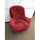 Upholstered button back armchair