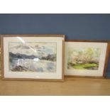 2 signed watercolours, framed and glazed