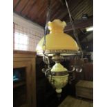 Retro ceramic ceiling light fitting with glass shade H55cm approx form bottom to top of glass