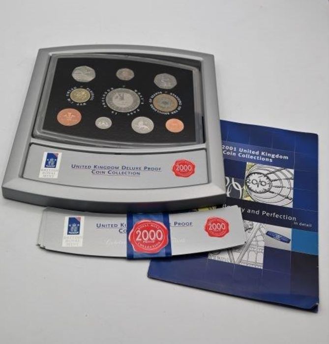 Royal Mint 2000 coin proof collection includes Victorian anniversary £5 crown; Marconi commemorative