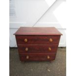 Vintage pine cottage cut 3 drawer chest H88cm W90cm D47cm approx