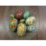 A collection of papiermache eggs