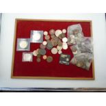 A bag of mixed, mainly British, both copper vic 1d and 50p. Modern crowns and some silver 3ds.