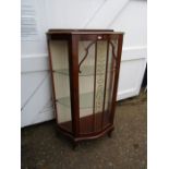 Mid century bow fronted display cabinet H118cm W74cm D36cm approx