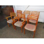 Set of 6 mid century dining chairs including pair of carvers