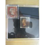 1840 Penny Black stamp and 1 red in case with provedence and a