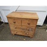 Vintage pine 2 short over 2 long chest of drawers H78cm W80cm D47cm approx