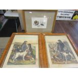 3 vintage prints- The Scottish forrester, The English forrester and Turkeys
