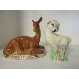 A vintage Beswick deer and a Wilkinsons lamb