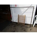 Metal clothes rail and vintage wooden play pen for display purposes only