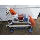 Vintage painted wooden rocking horse for display purposes only H95cm approx