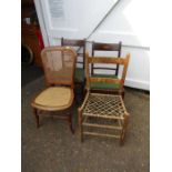 Pair of chairs and 2 other chairs including caned chair