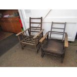 Pair of hardwood steamer chairs