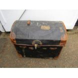 Vintage R. Clamp & Son domed top trunk H61cm W80cm D58cm approx