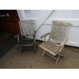 2 Folding hardwood garden chairs