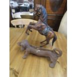 Dachshund cast iron boot scrapper and leather horse