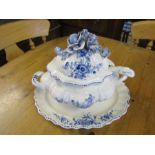 Blue and white ceramic soup terrine