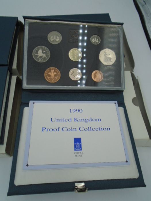 4x Royal Mint United Kingdom Proof Coin Collections 2x1983, 1x1989 and 1x1990