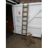 Wooden extending ladder and step ladder both for display purposes only